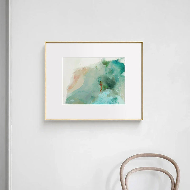 Ethereal Whispers Teal Emerald Aquamarine Abstract Wall Art Fine Art Canvas Prints Nordic Images for Modern Apartment Living Room Decor | Skanto