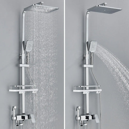 Skanto | RainFlow Luxe Regn Dusjsett – justerbar messinglyd dusjarmatur med 4 funksjoner