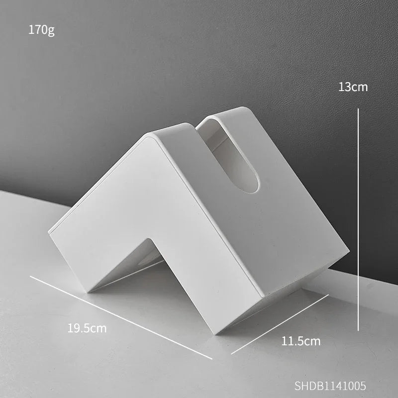 Minimalist Abstract L-Shaped Sculpted Tissue Box for Living Room Coffee Table Kitchen Counter Desk Nordic Style Home Decor | Skanto