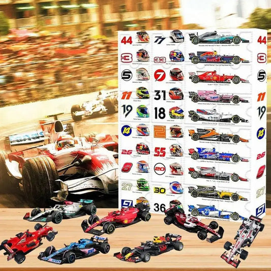 2024 F1 Adventskalender for Barn - Overraskelses Miniatyr Racing Gaver, Jule Nedtelling