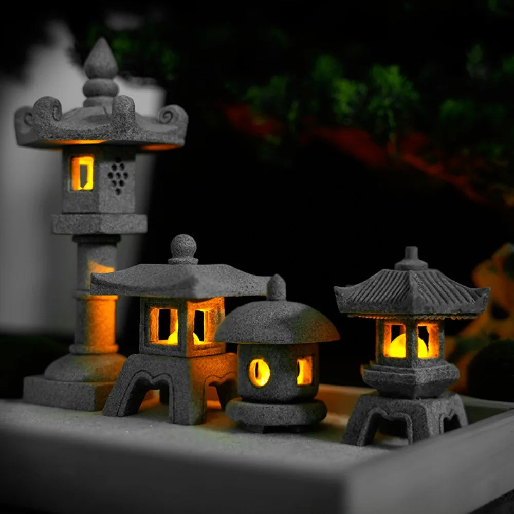 Skanto | Mini-Pagoda ZenStone | Sandstein Dekorasjon | For Hage, Bonsai & Zen Oaser | Håndlaget