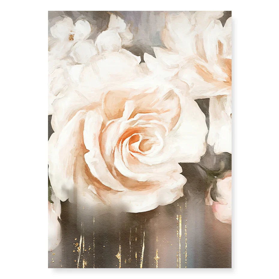 Pink Beige Petals Large Floral Wall Art Fine Art Canvas Prints Elegant Abstract Botanical Picture For Living Room Bedroom Art Decor | Skanto