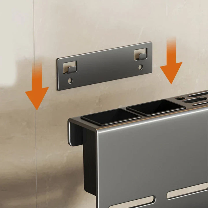 ChefSpace Vegghengt Knivholder med Skjærebrettoppbevaring – Rustfritt Stål Skanto