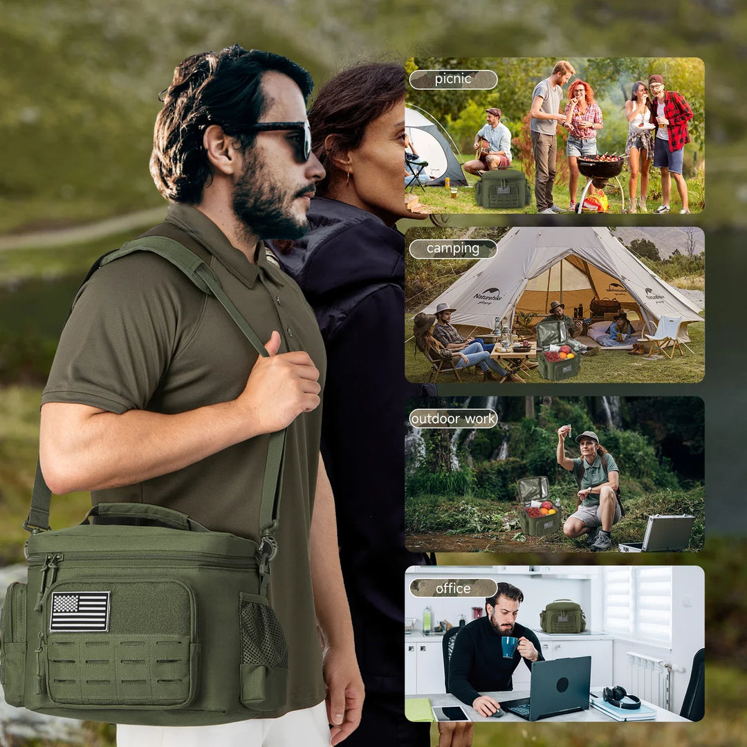 Skanto | Militær taktisk lunsjboks for menn - Robust, lekkasjesikker, isolert termisk kjølebag for arbeid, camping, piknikmåltider