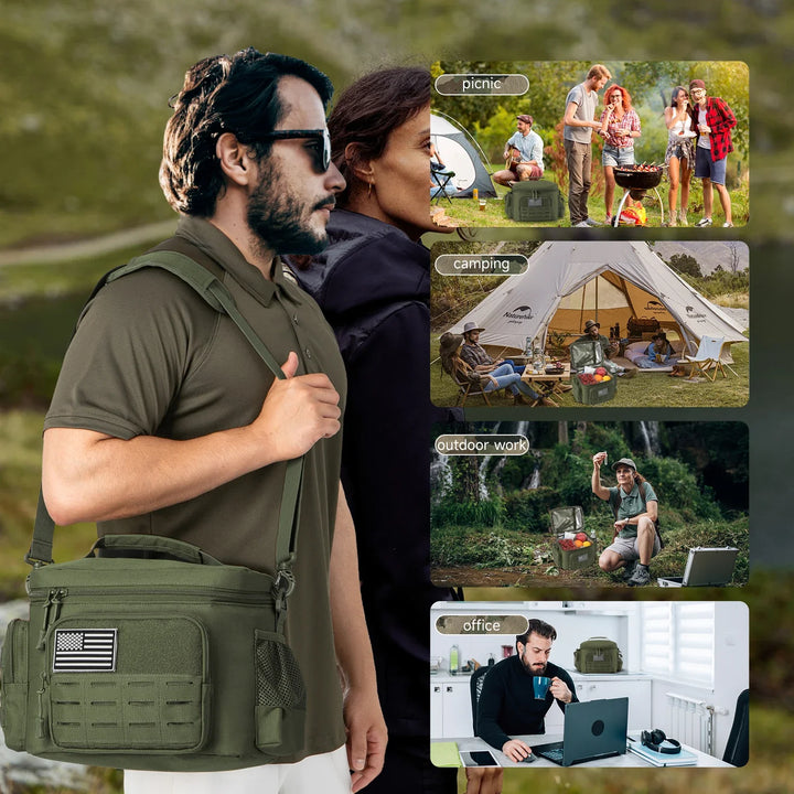 Skanto | Militær taktisk lunsjboks for menn - Robust, lekkasjesikker, isolert termisk kjølebag for arbeid, camping, piknikmåltider