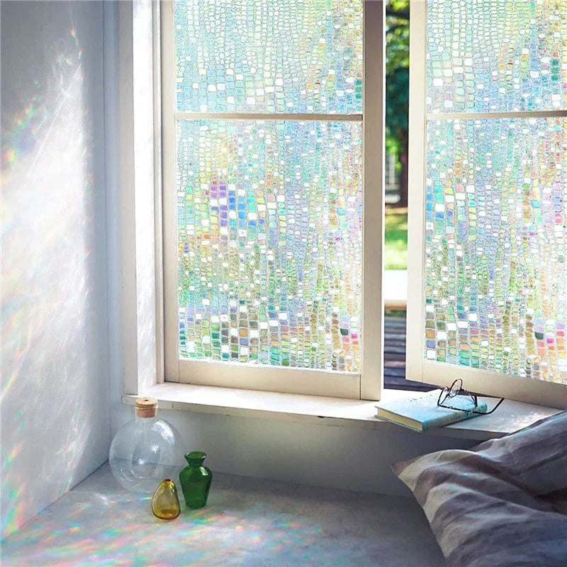 Skanto | 3D Buntglasvindu folie - Dekorativ vinylklistremerke for glassvinduer med statisk feste - Fenetre Buntglasvindu dekor