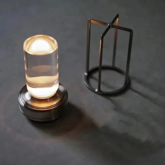 Oppladbar trådløs bordlampe med krystallglass - Bærbar LED-lampe for innendørs og utendørs områder | Skanto
