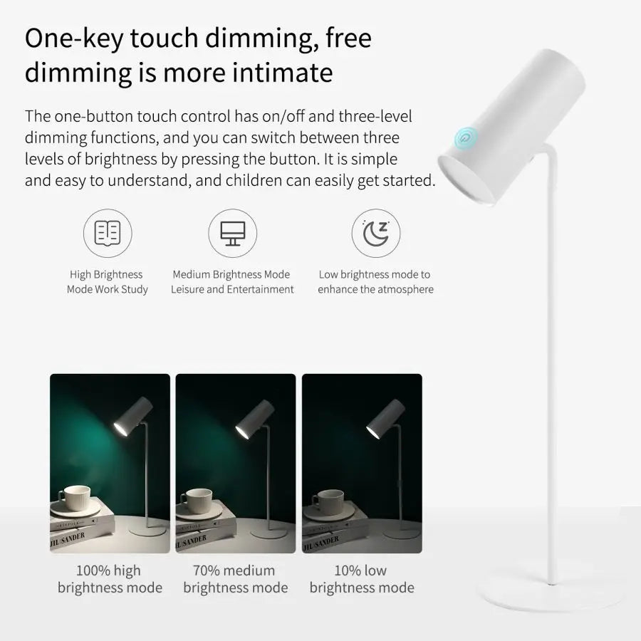 Norvo | Lumora LED bordlampe med berøringsdimming | Øyevennlig & oppladbar | USB-C | 2000 mAh batteri | For skrivebord, nattbord & dekor