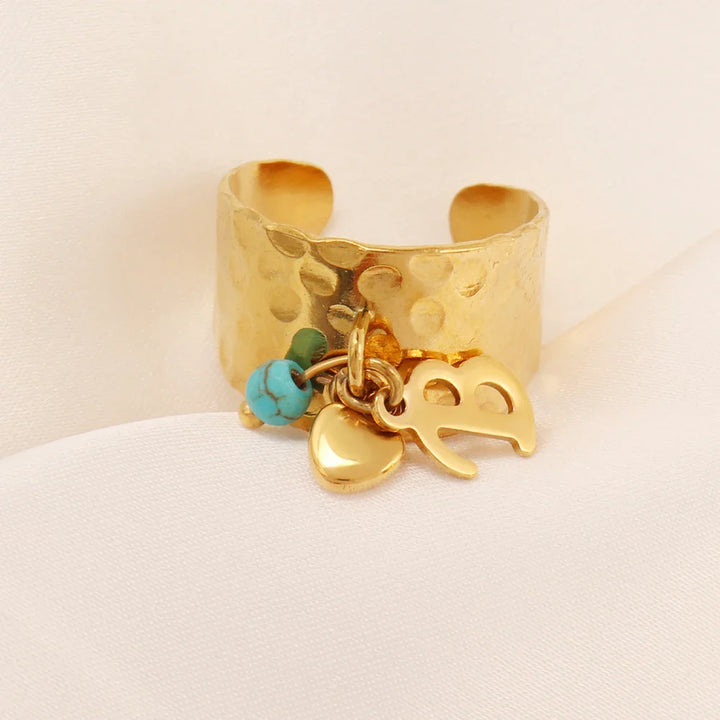 Skanto | Dainty Justerbar Bokstav Initial & Hjerte Vedhengt Ring