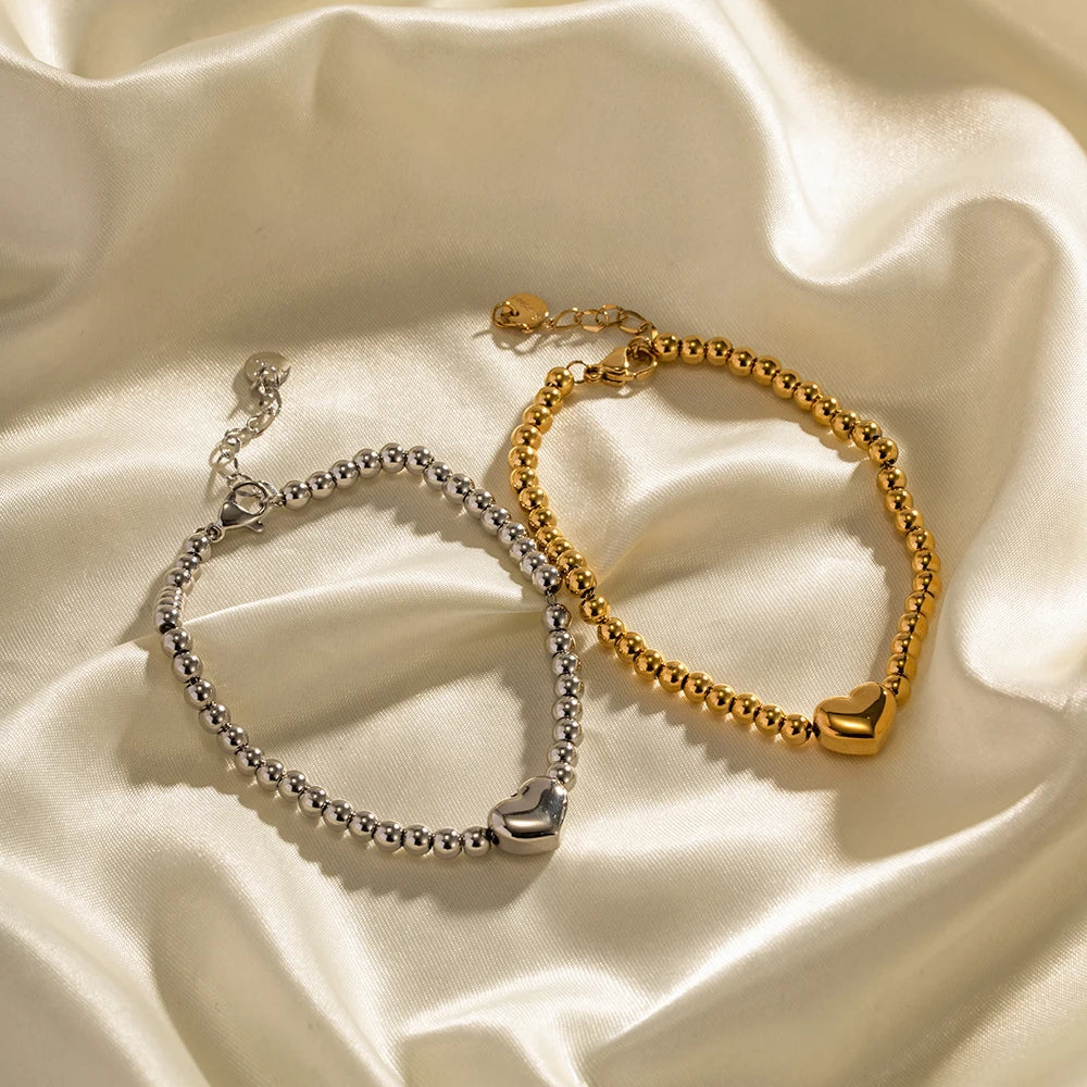 Skanto | 18k Klassisk Beaded Hjerte Armbånd