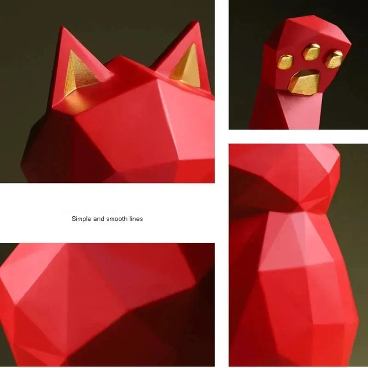 Nordic Minimalisme Geometri Lykke Katt Statuer | Skanto