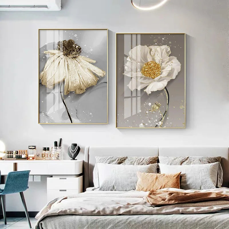 Modern Abstract Painting Splash Flowers Wall Art Fine Art Canvas Prints Posters Elegant Botanical Pictures For Living Room Decor | Skanto