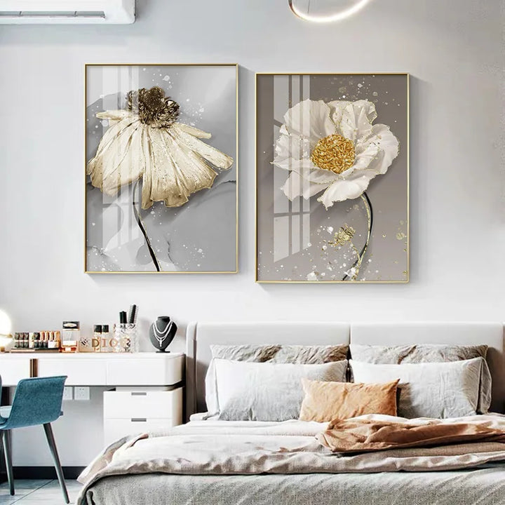 Modern Abstract Painting Splash Flowers Wall Art Fine Art Canvas Prints Posters Elegant Botanical Pictures For Living Room Decor | Skanto