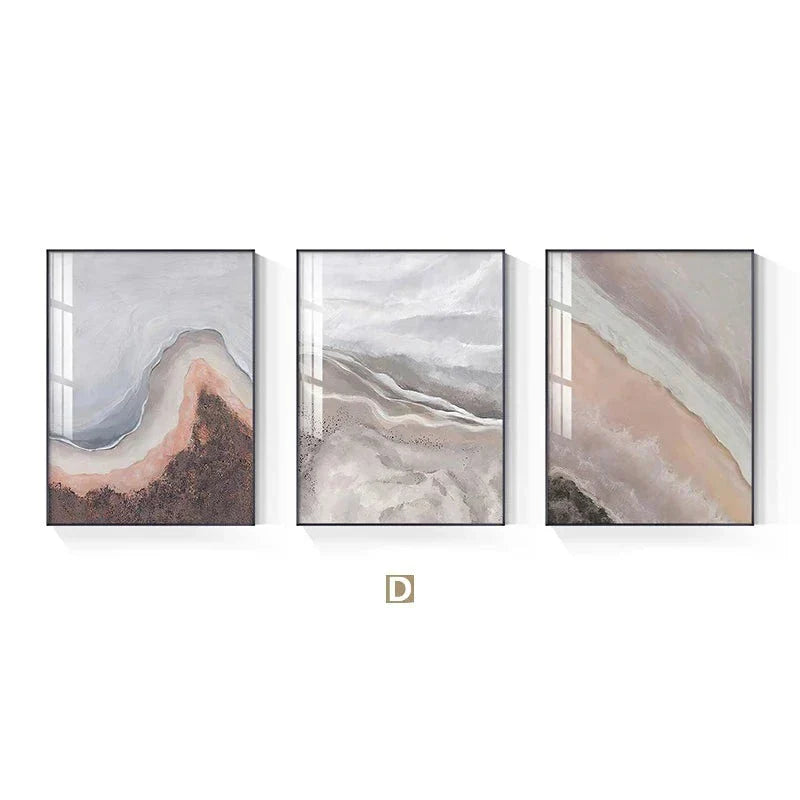 Neutral Tones Pink Abstract Ocean Coastline Wall Art Fine Art Canvas Print Minimalist Pictures For Living Room Bedroom Art Decor | Skanto
