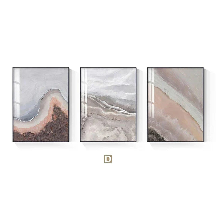 Neutral Tones Pink Abstract Ocean Coastline Wall Art Fine Art Canvas Print Minimalist Pictures For Living Room Bedroom Art Decor | Skanto