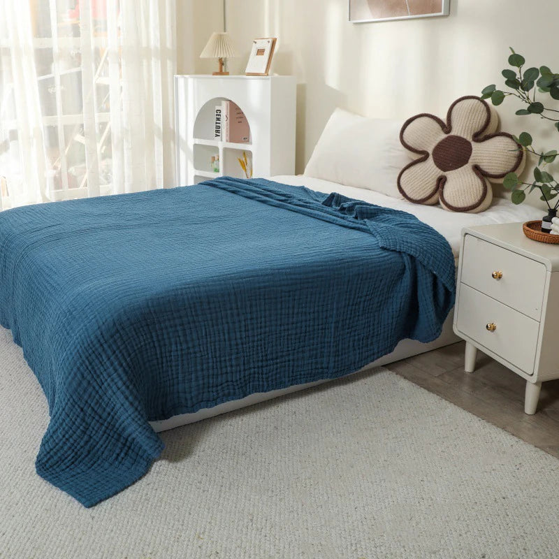 Skanto | CottonBreeze | Muslin teppe laget av 100% bomull | 6-lags, pustende og lett | For sofa og seng