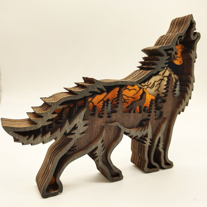 Nightglow Wooden Craft Wolf Decor | Skanto