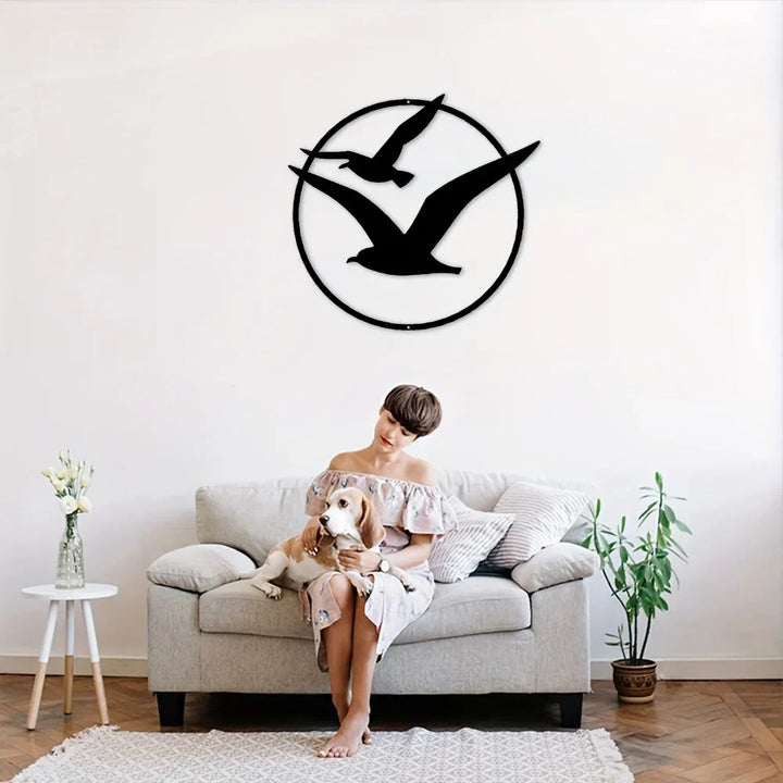 Seaside Seagulls Iron Art Wall Art 3D Metal Sculpted Bird Wall Decor for Living Room Dining Room Creative Modern Nordic Home Deco | Skanto