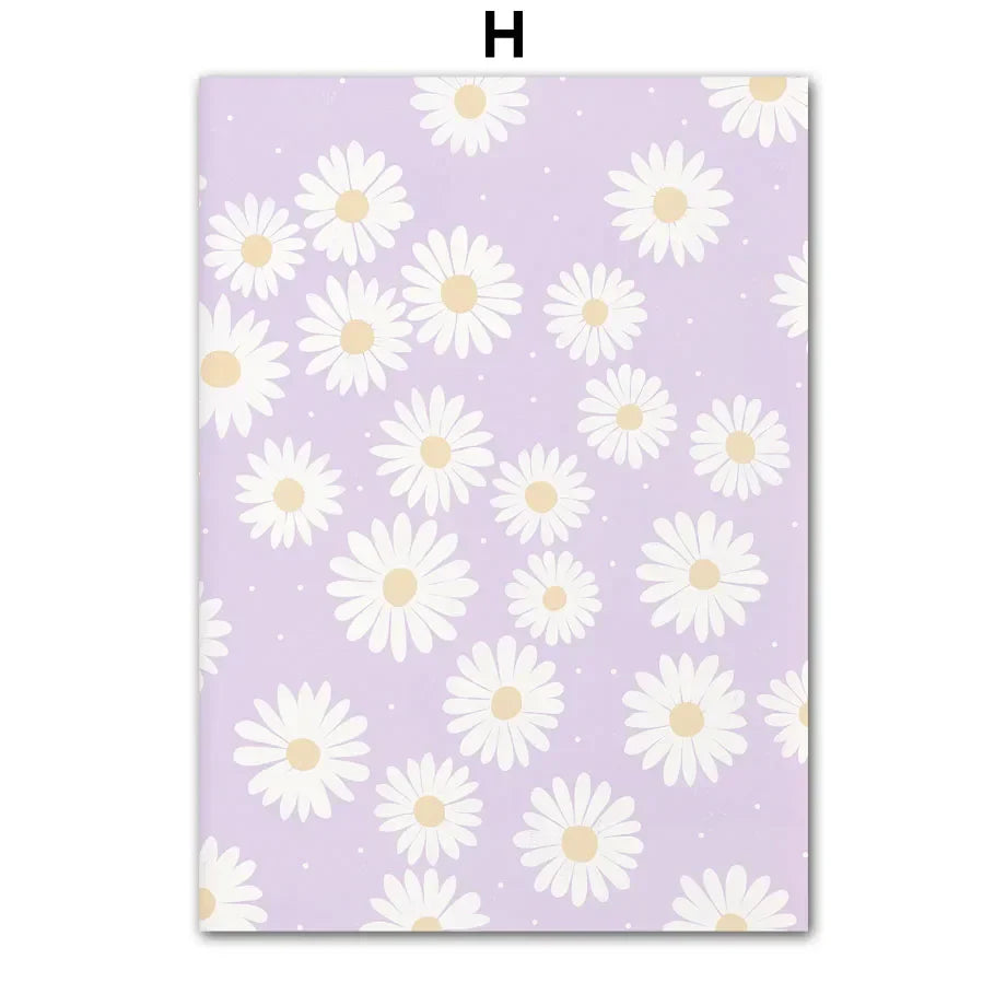 Pink Lavender Daisy Flower Market Posters Wall Art Fine Art Canvas Prints Pastel Floral Pictures For Living Room Bedroom Art Decor | Skanto