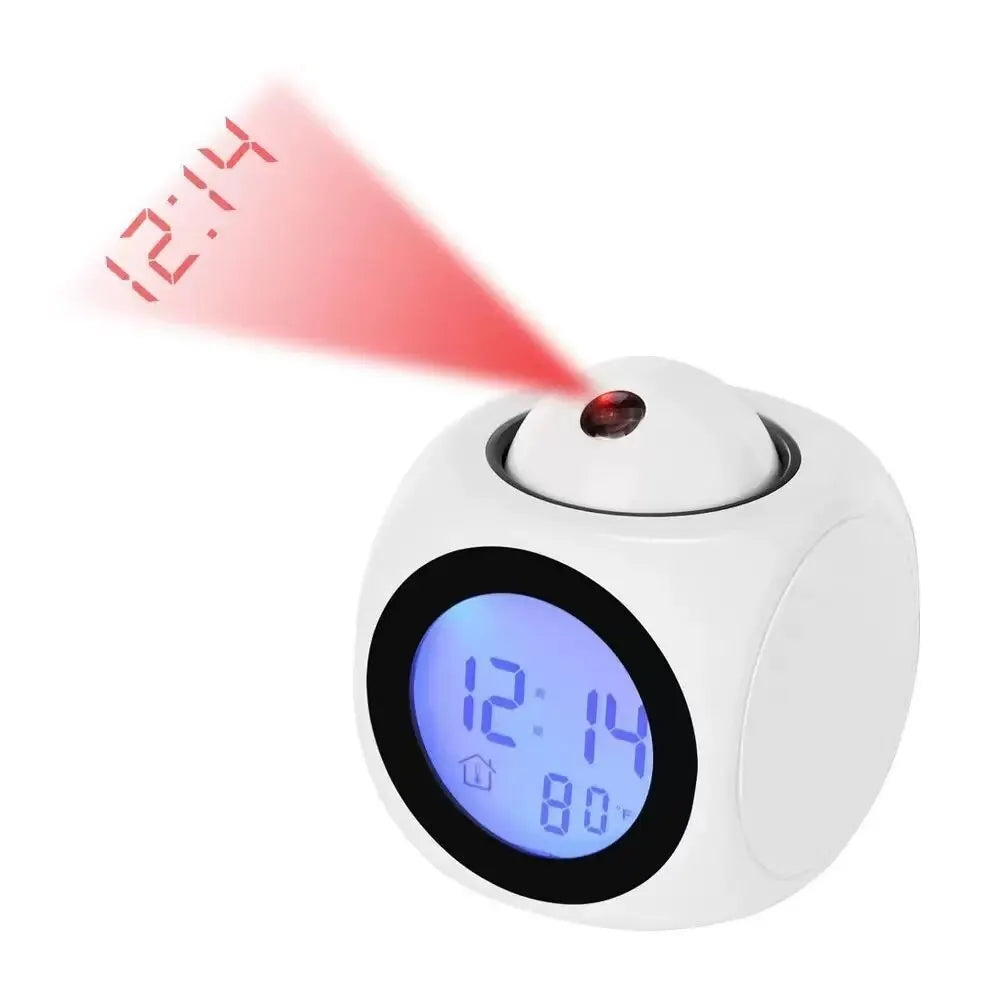 Digital projeksjonsklokke med alarm, snooze-funksjon og romtemperaturvisning – Perfekt for soverom og kontor | Skanto
