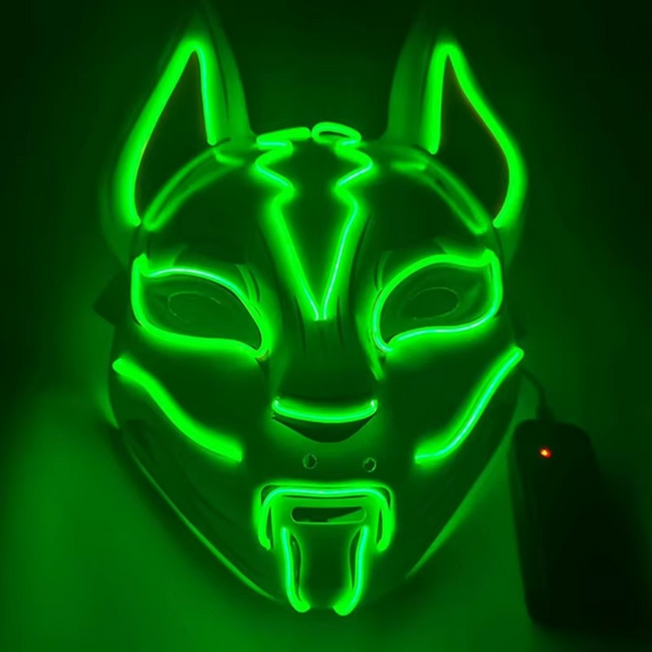 Skanto | Luminous LED Full Face Fox Maske for Halloween & Cosplay