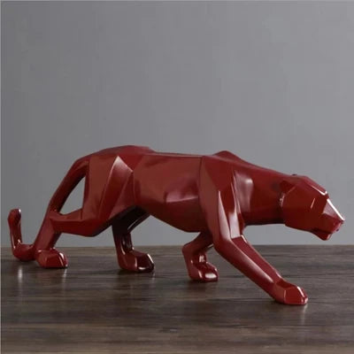 Norvo | Panther Statue, Dyrefigur, Abstrakt Geometrisk Stil, Harpiks, Leopard Skulptur, Hjemmekontor, Skrivebord Dekorasjon, Håndverk