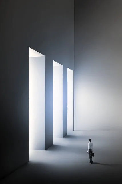 Modern Geometric Architectural Landscape Wall Art Fine Art Canvas Prints Pictures for Studio Home Office Entryway Inspiring Art Decor | Skanto