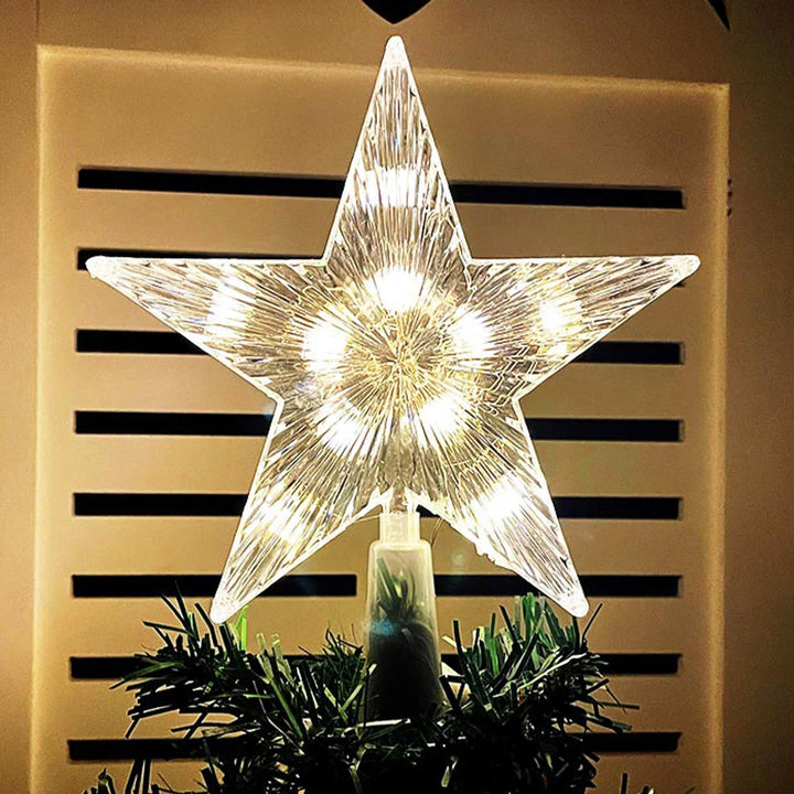 Lysende julegave – LED-belyst juletre topp for juletre, glitrende juledekorasjon for festbelysning og elegant dekor | Skanto