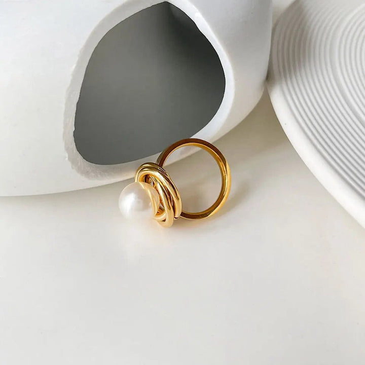Skanto | 18k Klassisk Utsagn Dual Disc Perle Ring