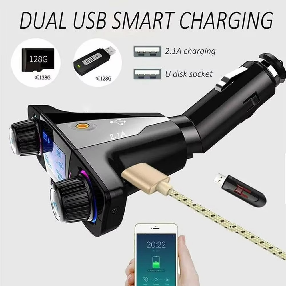 Skanto | Bluetooth 5.0 Car FM transmitter with dual USB charger and LED display