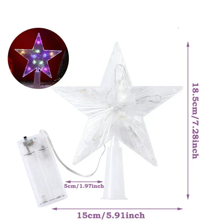 Lysende julegave – LED-belyst juletre topp for juletre, glitrende juledekorasjon for festbelysning og elegant dekor | Skanto