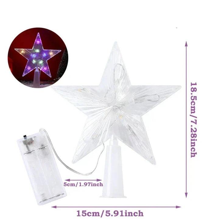 Lysende julegave – LED-belyst juletre topp for juletre, glitrende juledekorasjon for festbelysning og elegant dekor | Skanto