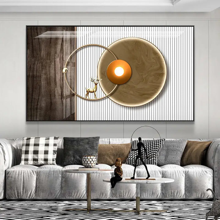 Modern Aesthetic Abstract Sun & Moon Wall Art Fine Art Canvas Prints Pictures for Luxury Loft Living Room Dining Room Lifestyle Art Decor | Skanto