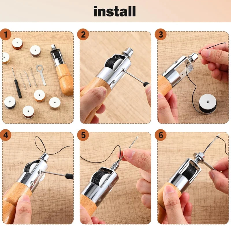 Norvo | Læder Sy Kit | Håndsyers Maskin & Tilbehør | Vokset Tråd & Værktøj | For Læder Håndværk & Reparer