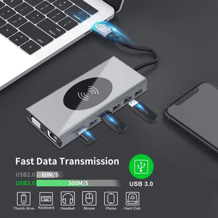 Skanto | 15i1 USB-C Trådløs Lading Docking Stasjon