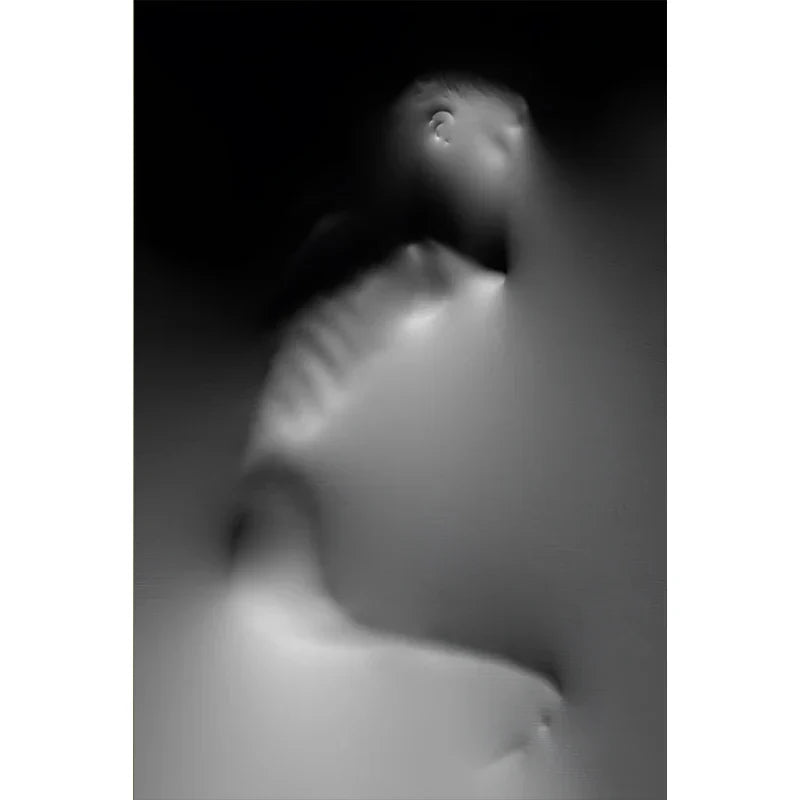 Modern Art Abstract Ghostly Figures on Wall Canvas Prints Black White Wall Art Posters Pictures for Living Room Bedroom Art Decor | Skanto