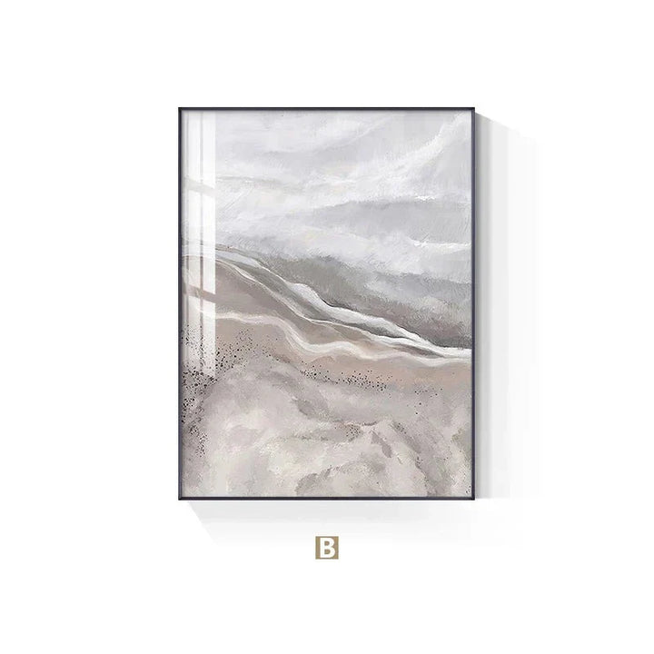 Neutral Tones Pink Abstract Ocean Coastline Wall Art Fine Art Canvas Print Minimalist Pictures For Living Room Bedroom Art Decor | Skanto