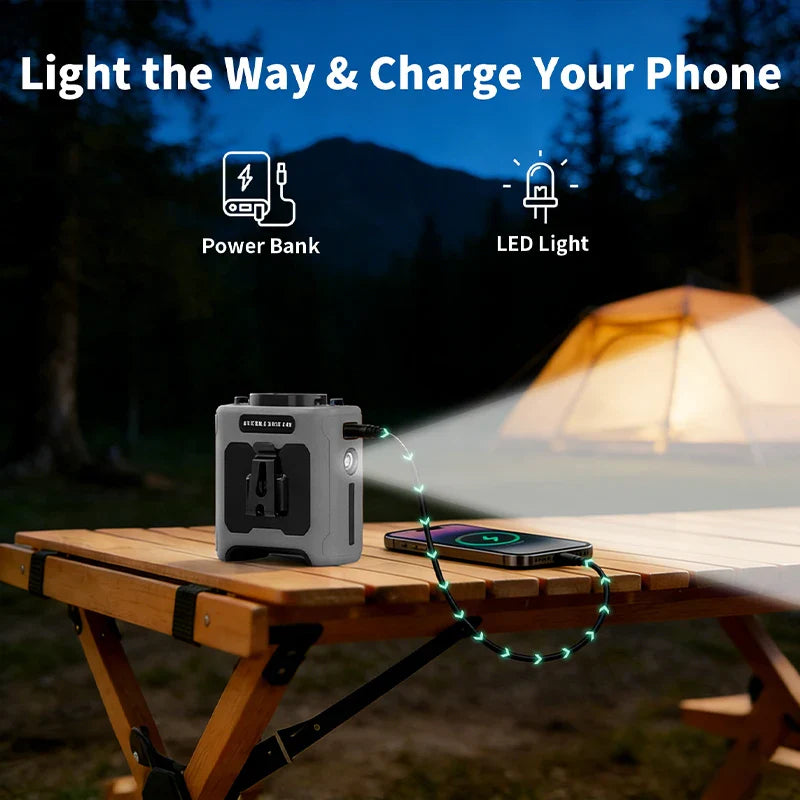 10000mAh Livstikkontaktvifte med Power Bank – Bærbar Håndfri Oppladbar Vifte | 5-Hastigheters Kjøling, Batteri Visning, USB Lading, Utendørs Bærbar Vifte | Skanto