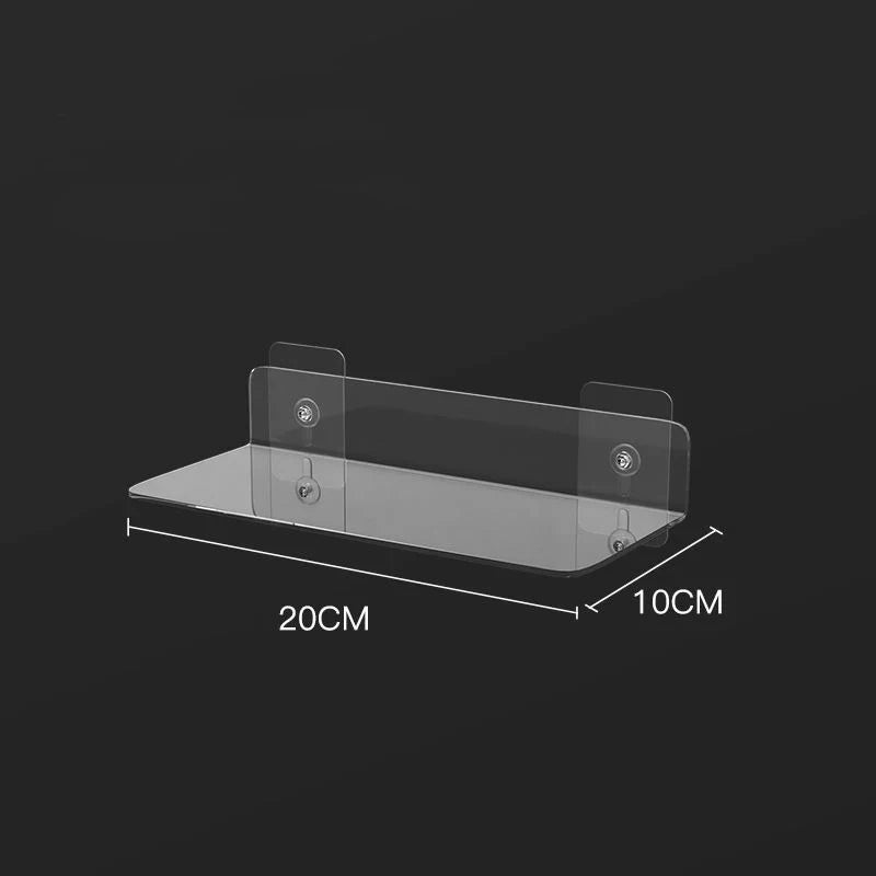 Norvo | ClearEdge Living | Akryl Vegghylle | Gjennomsiktig Flytende Hylle for Bad, Kjøkken & Stue | 20–50 cm | Plassbesparende Oppbevaring