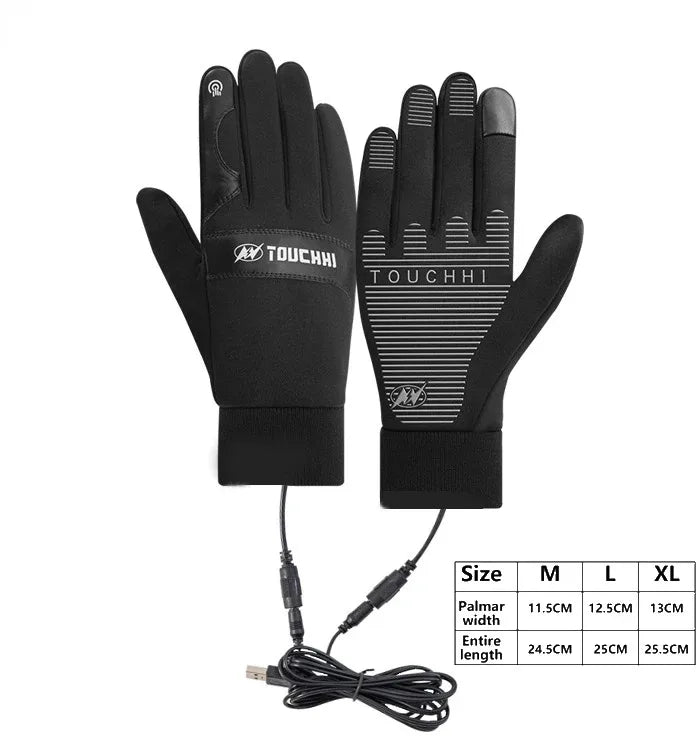 Skanto | ThermaGlide USB Oppvarmede Hansker | Vanntette & Berøringsskjermkompatible | Vinterhåndvarmere for Skiing, Motorsykkel & Utendørs