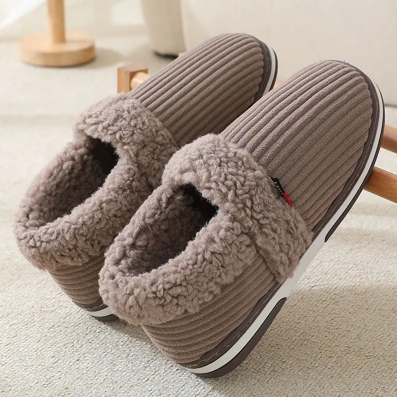 Norvo | Nordhavn | Vinter Kose Husholdningsk slippers for Par | Fluffy Bomullss slippers med Hælpolstring | Rutsjefri, Varme & Myke – Kvinner & Menn Husholdningsk slippers