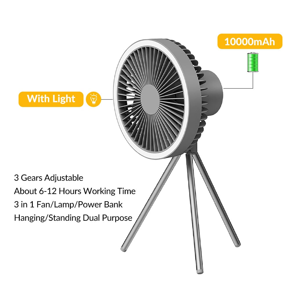 Skanto | Bærbar Oppladbar Power Bank Vifte Lys