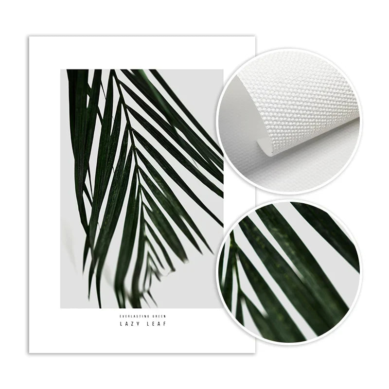 Minimalist Green Leaves Modern Botanical Specimen Wall Art Artistic Canvas Prints Gallery Wall Pictures For Living Room Dining Room Art Decor | Skanto