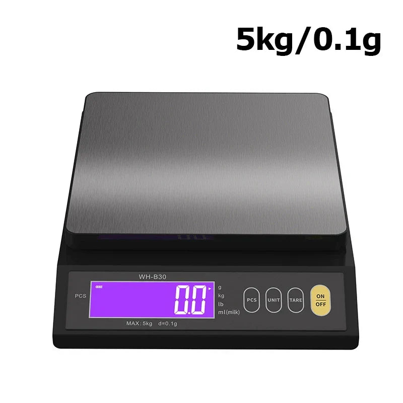 Skanto | 5 kg/0.1 g og 10 kg/1 g digital elektronisk kjøkkenvekt, LCD-skjerm, helt vanntett rustfritt stål vektsverktøy for baking