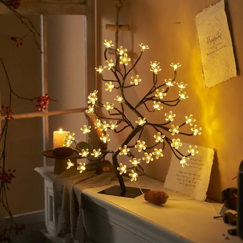 LED Blossom Tree Lampe – Kirsebærblomst Design for Stue og Soverom Dekorasjon | Skanto