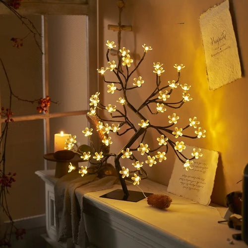 LED Blossom Tree Lampe – Kirsebærblomst Design for Stue og Soverom Dekorasjon | Skanto