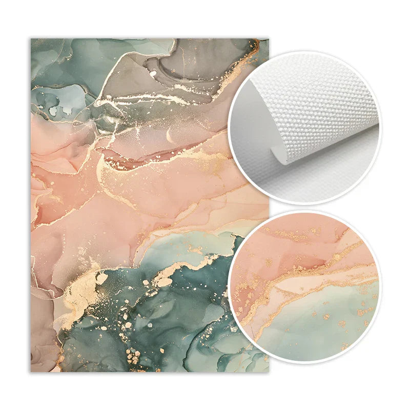Colorful Shades of Pink Blue Jade Fluid Marble Print Wall Art Fine Art Canvas Prints Pictures for Living Room Bedroom Hotel Lounge Art Decor | Skanto