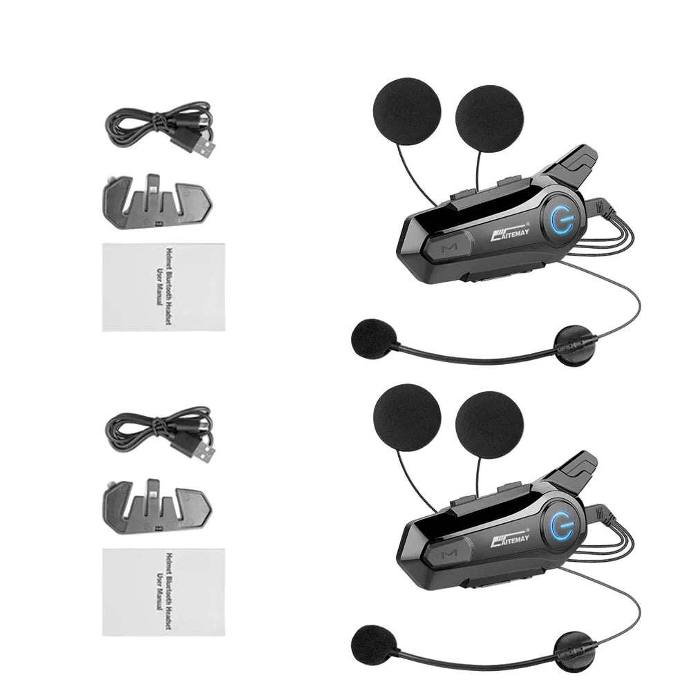 Skanto | Bluetooth Motorsykkel Hjelm Intercom Headset med 1000m Rekkevidde & IPX6 Vanntett – RoadComm