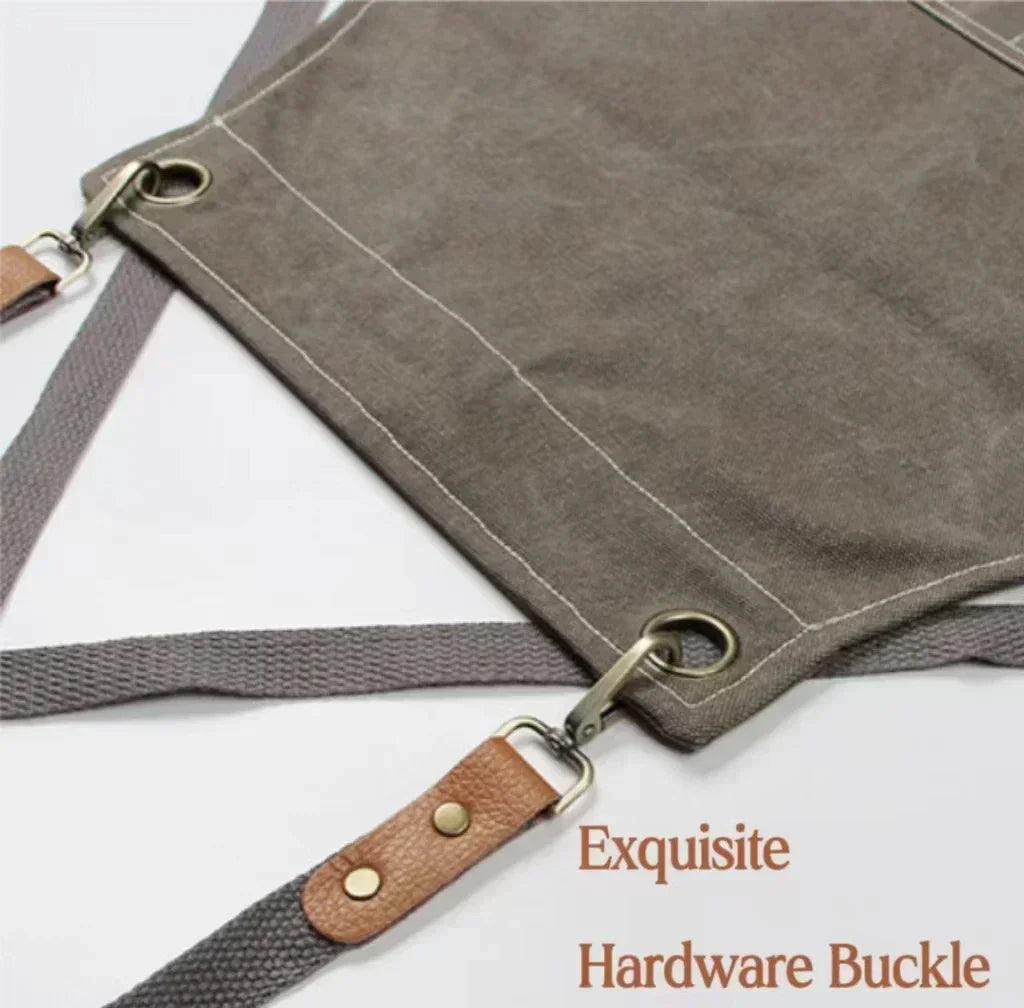 Canvas forkle med lommer, justerbart, Unisex | Skanto