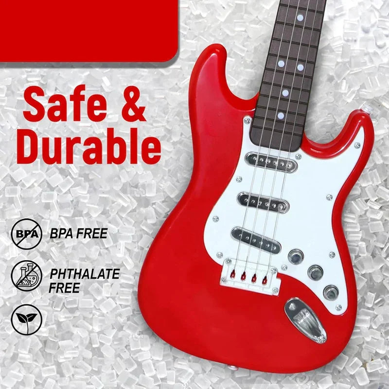 Norvo | 4-String E-Gitar Toy for Kids - Portable Musikk Instrument, Perfekt Gave for Unge Musikere